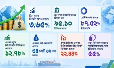 রেকর্ড ১১৫ বিলিয়ন ডলারে  ঋণ, তিন মাসে বিদেশি বিনিয়োগ বেড়েছে ১২.৭৮%